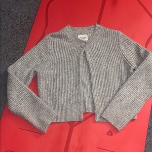 Abercrombie & Fitch Open Front Shaker Knit Cardigan Sweater with Diamond Snap